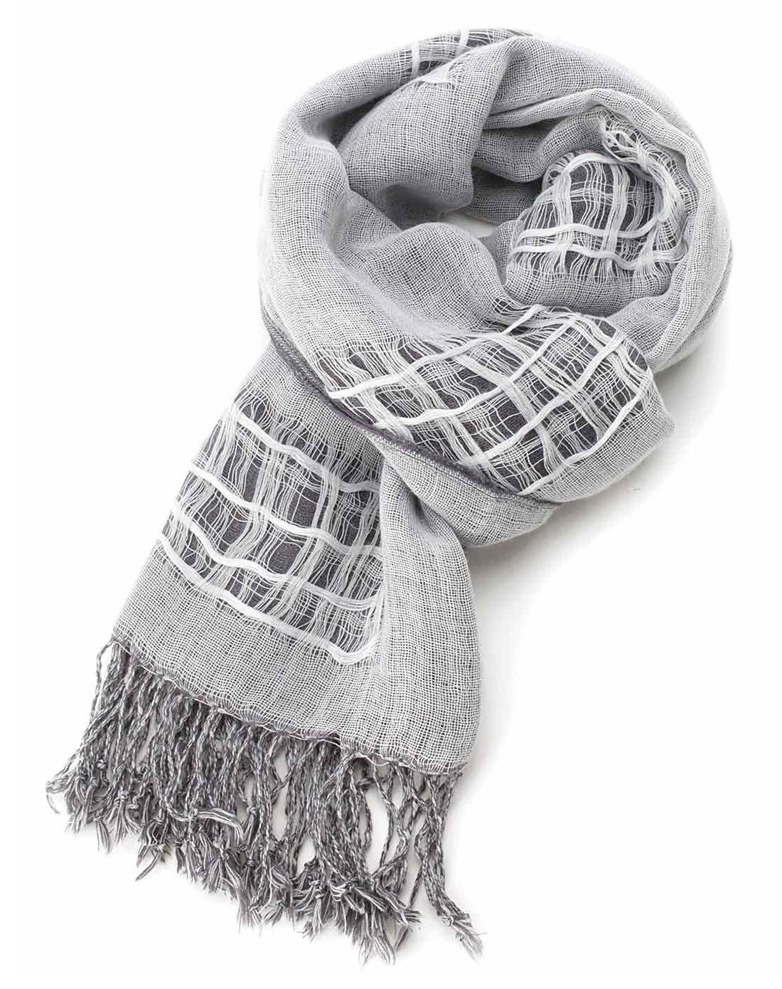 破洞流苏休闲黑灰色围巾