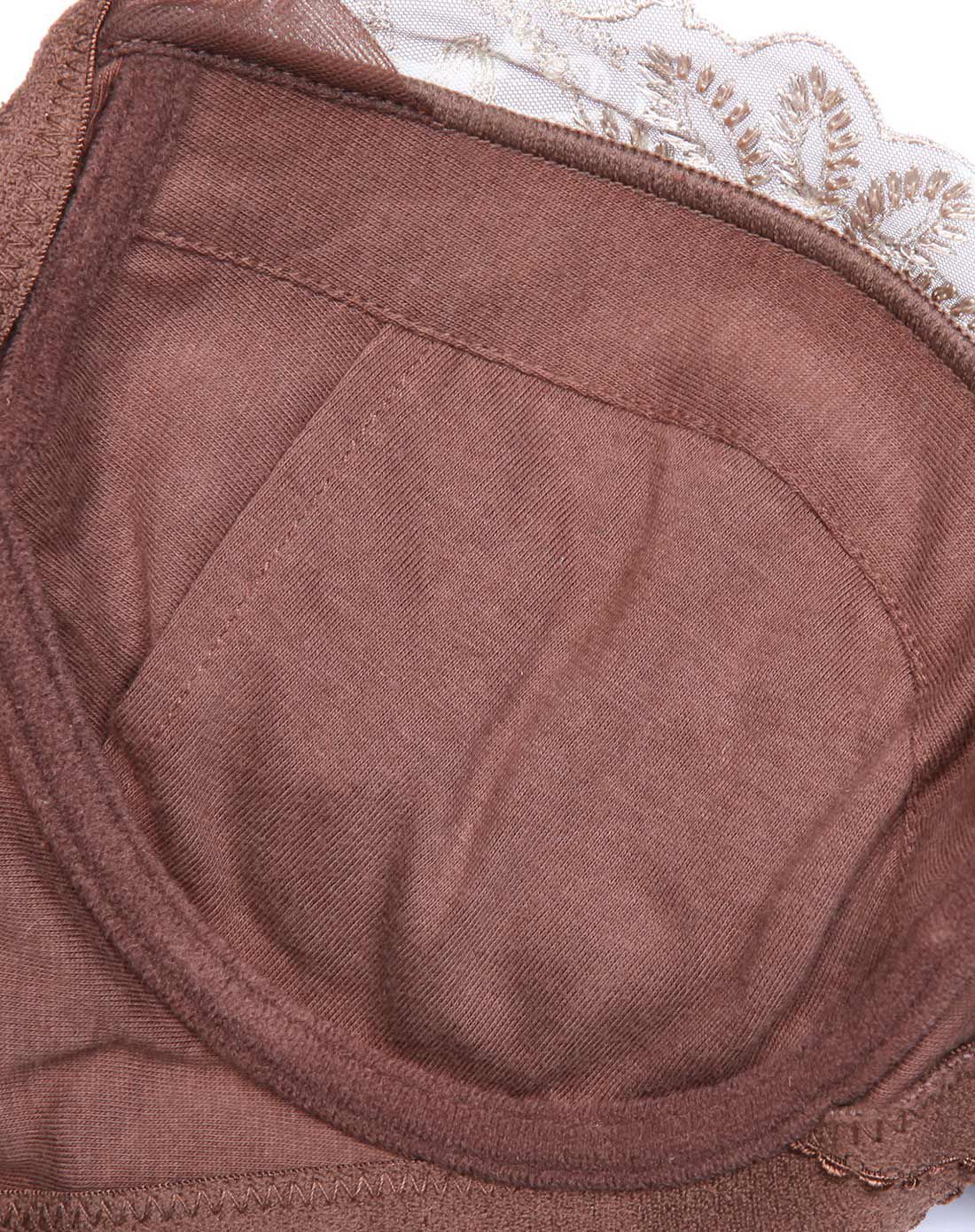 霞黛芳内衣移动端专场咖啡色优雅时尚中厚b杯文胸8665br6_唯品会