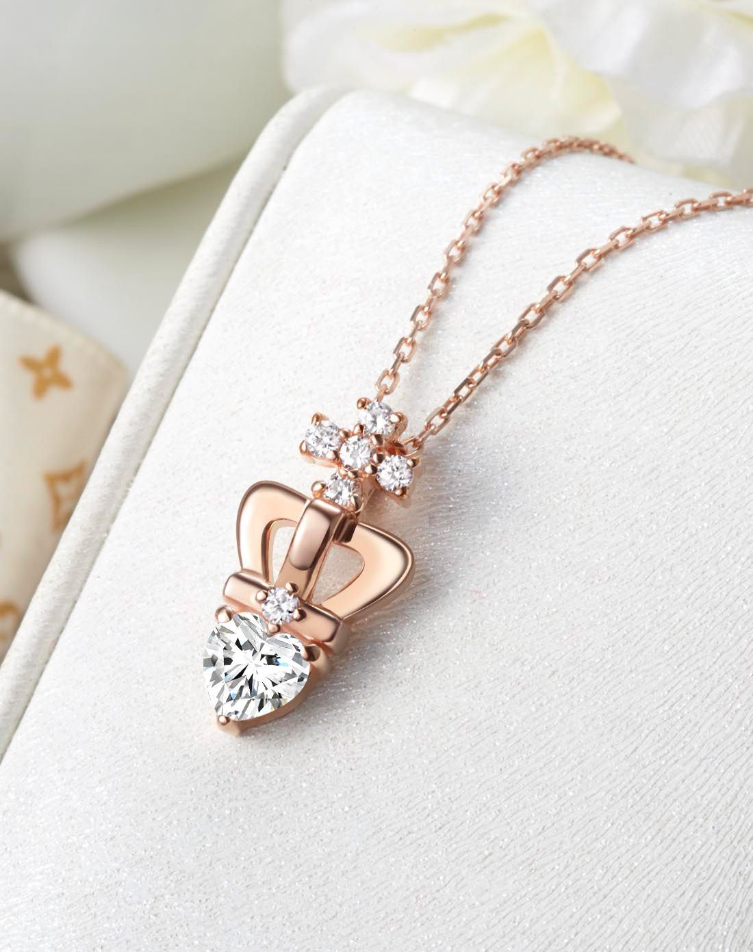 925银电镀玫瑰金&心中唯一皇冠吊坠(赠送银链条)