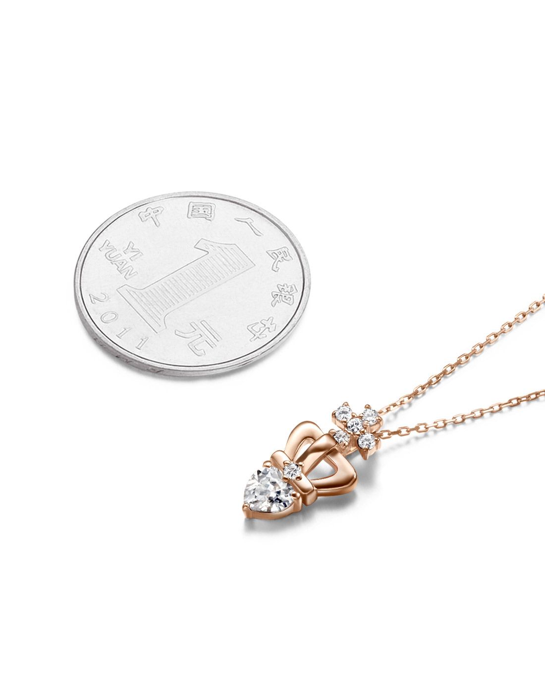 925银电镀玫瑰金&心中唯一皇冠吊坠(赠送银链条)