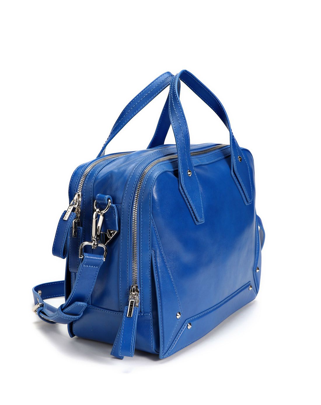 kh design明治女包k9724潮流铆钉真皮女包手提斜挎单肩包