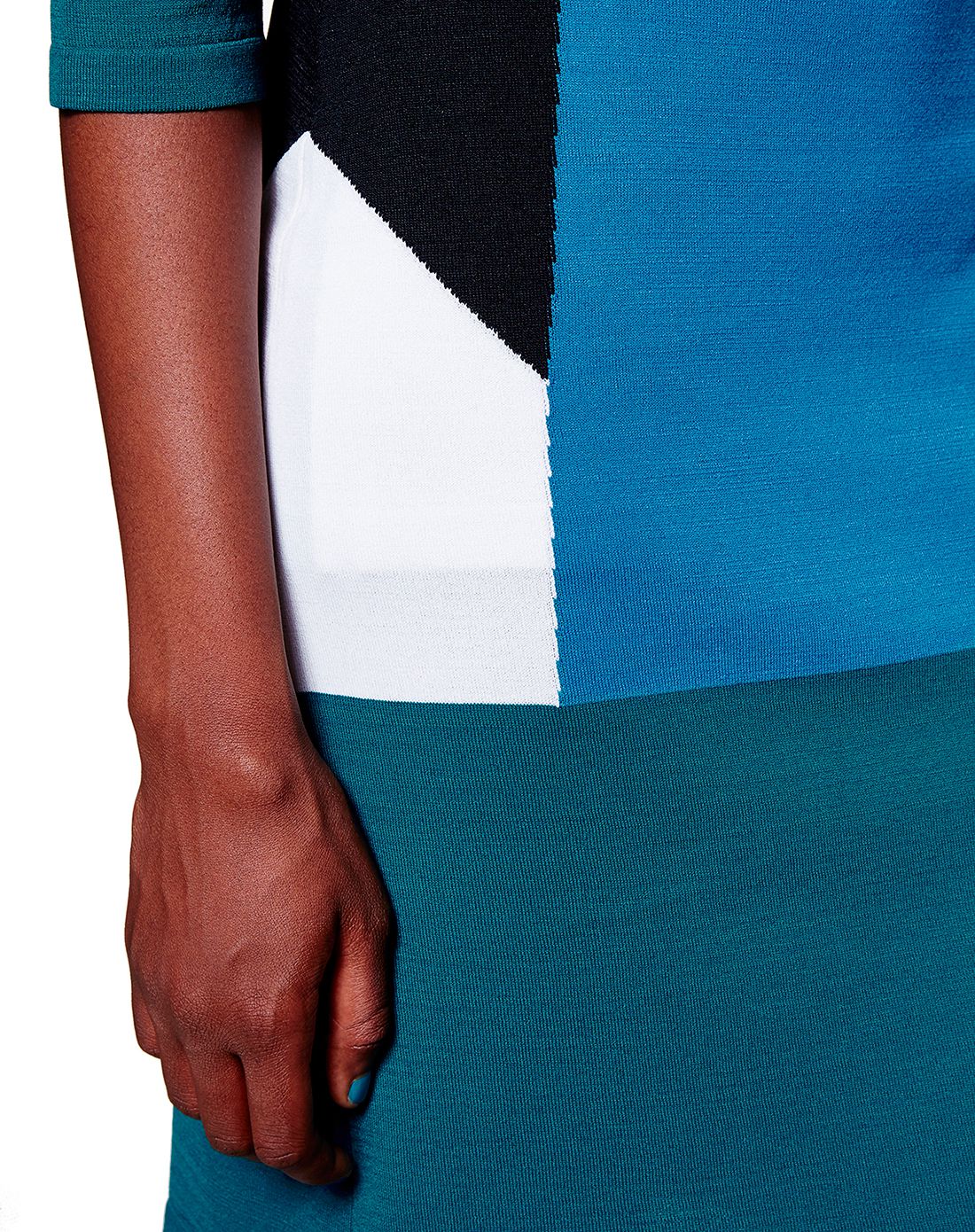 benetton女款蓝配墨绿色时尚简约短裙