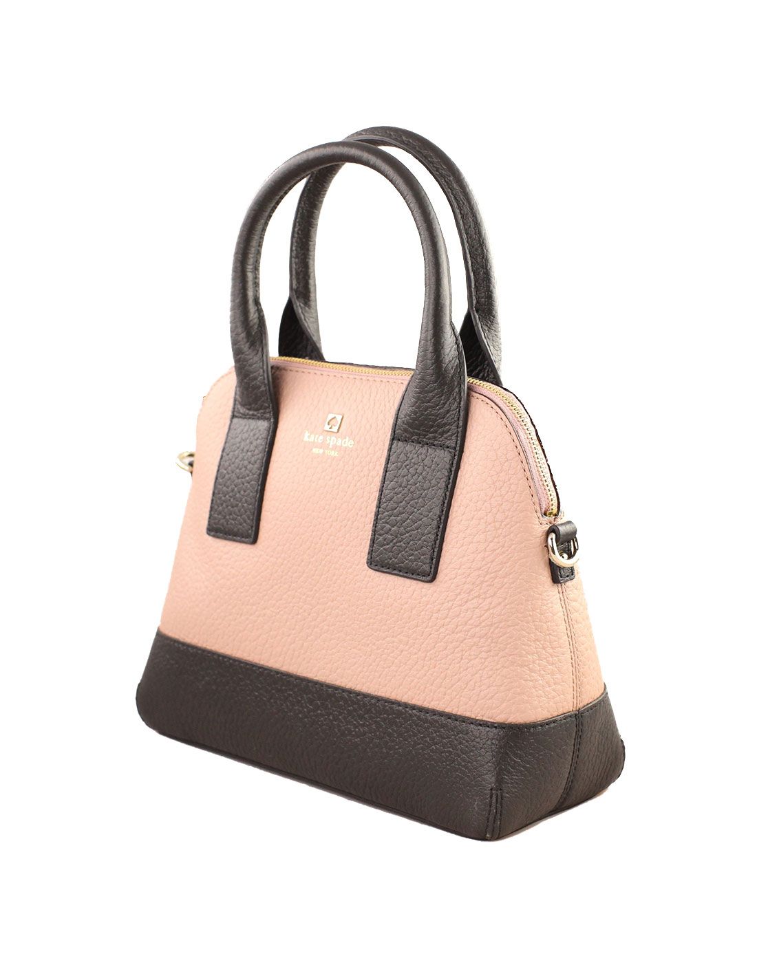 > kate spade女款纯皮jenny系列小号手提包 玫瑰米色/黑色