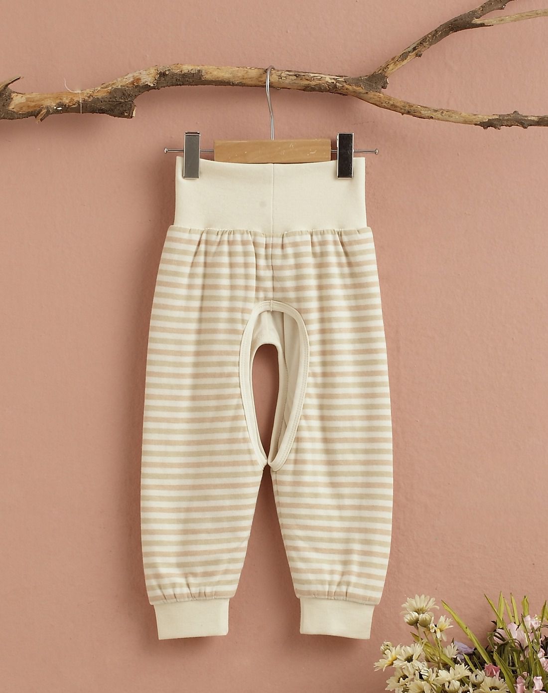 汗布开裆棉裤 三色细间条