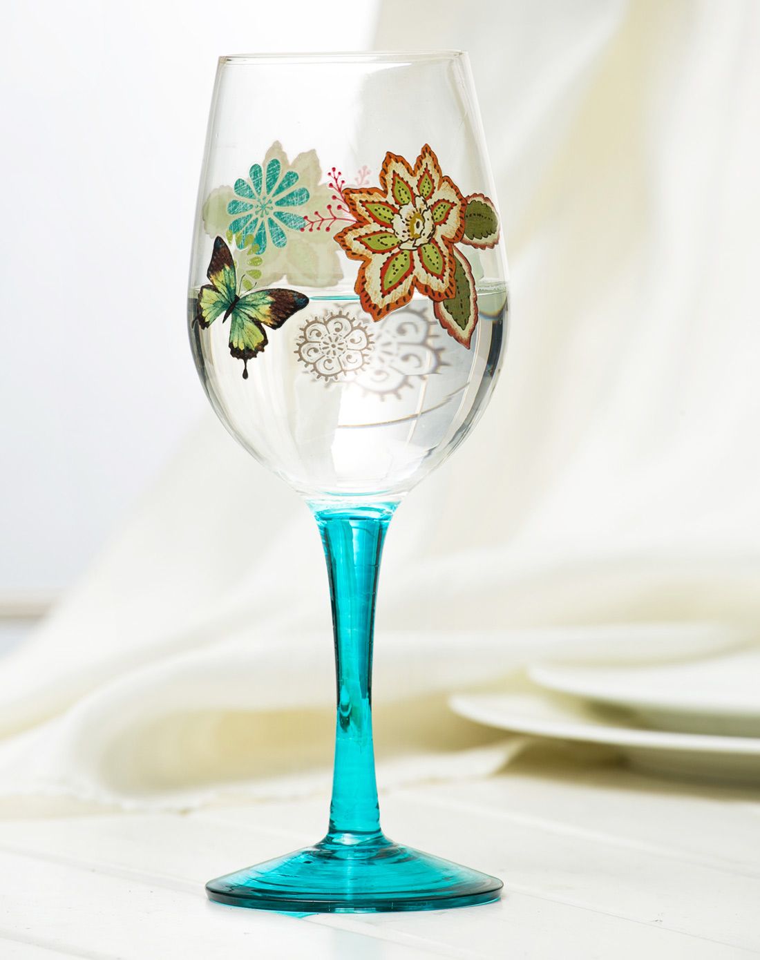 艺术玻璃印花 喷色红酒杯(单只装)