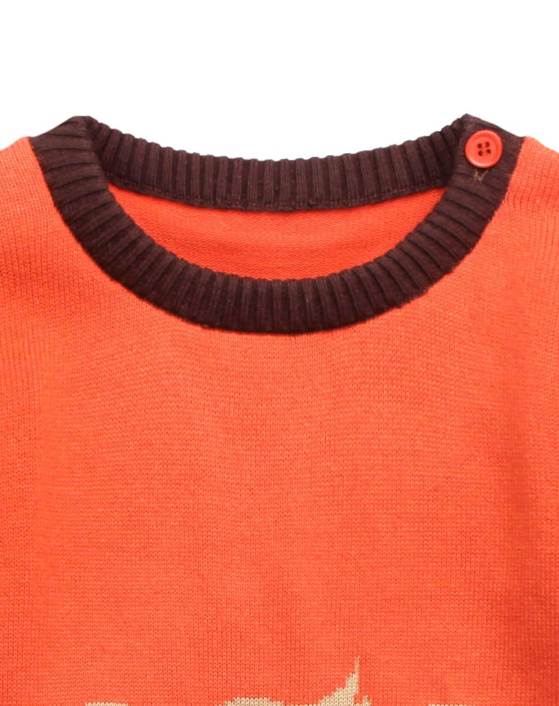 儿童橙红色纯棉毛衣