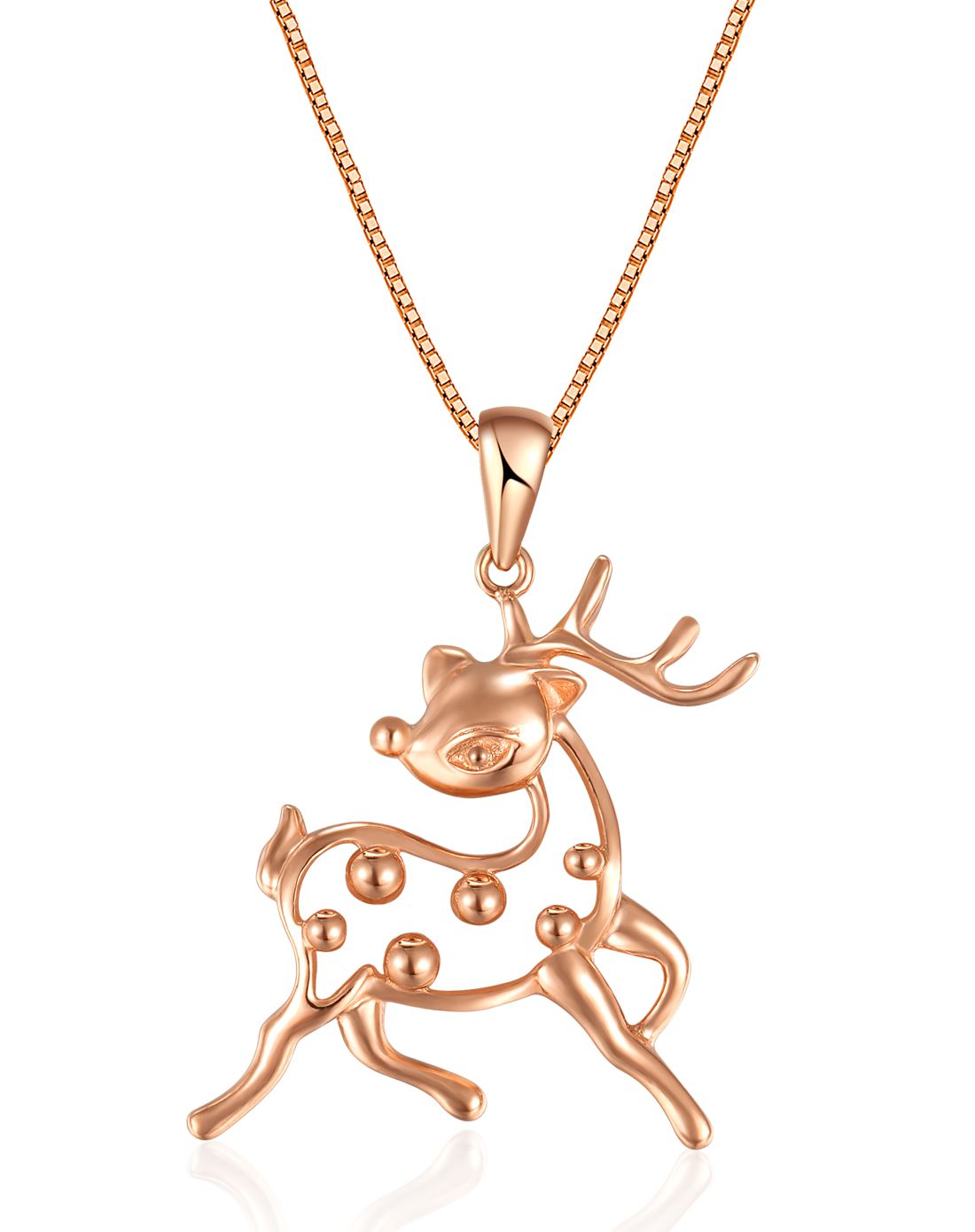 萃华cuihua珠宝love me爱的密语专场萃华 18k玫瑰金吊坠 鹿 (不含项链