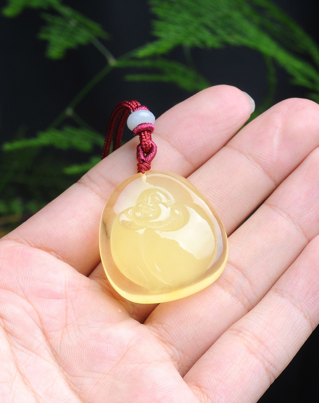 亿珍阁 天然柠檬黄可爱笑佛蜜蜡挂件8.13g含绳(附证书)