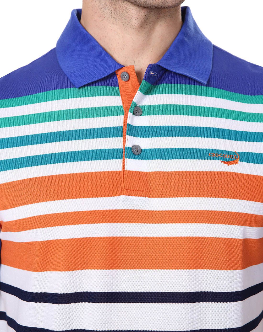 中蓝色斯文时尚条纹短袖t恤