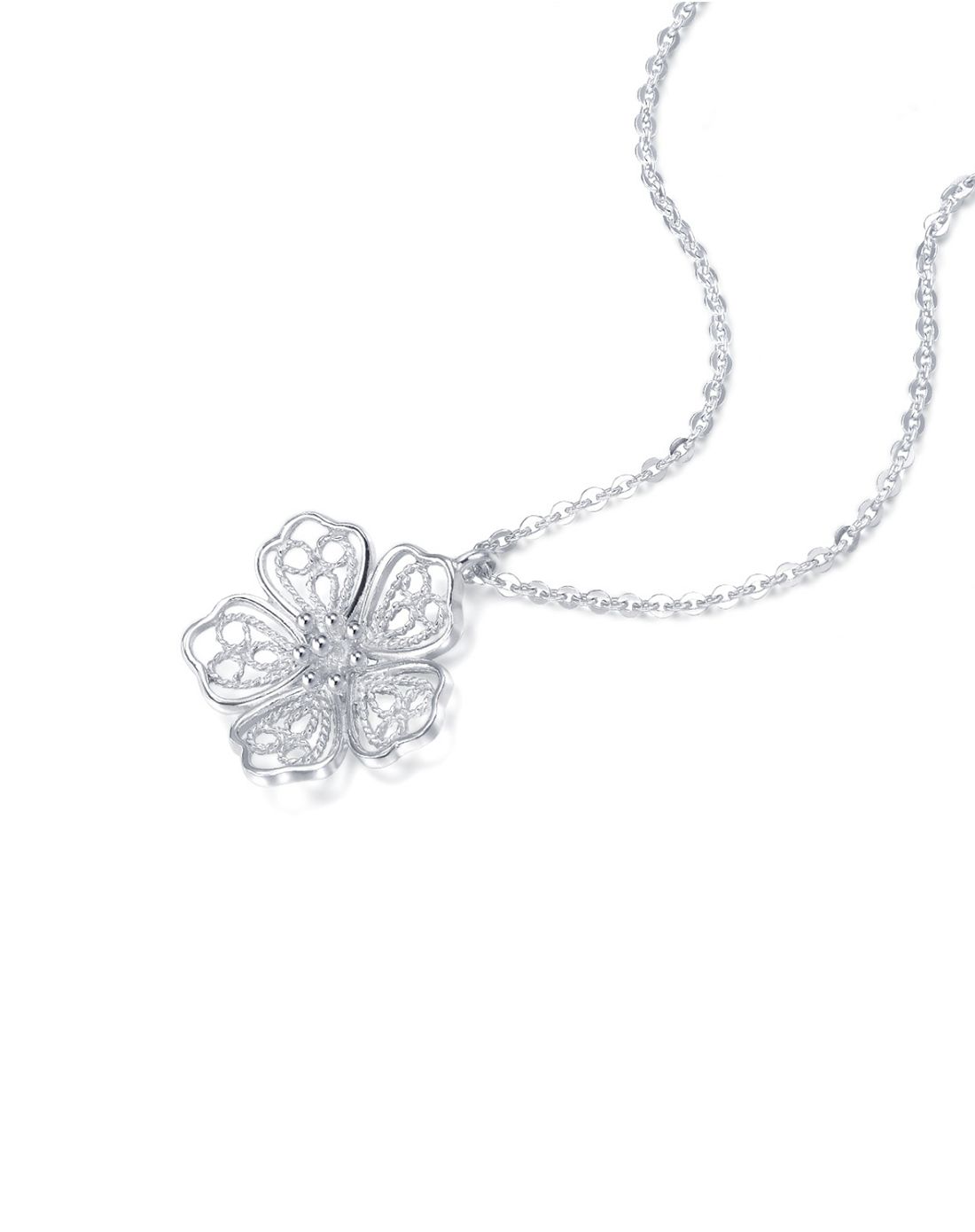 周生生 pt950铂金蕾丝花项链