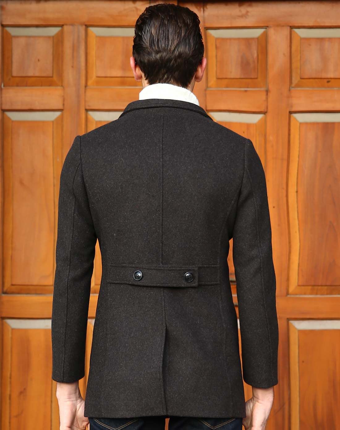 莫畏莫畏轻奢男士棕色修身呢大衣m33dy441802_唯品会