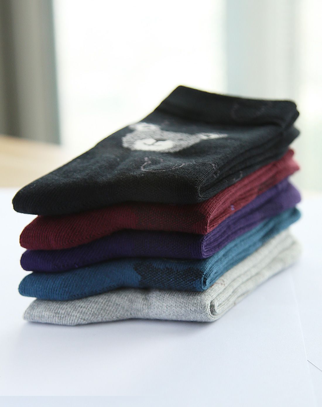 梦娜4双装混色长筒女厚棉袜