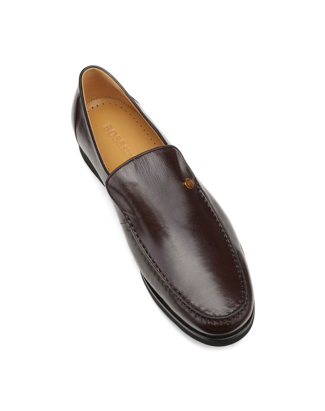 意大利进口咖啡色袋鼠皮经典简约商务皮鞋