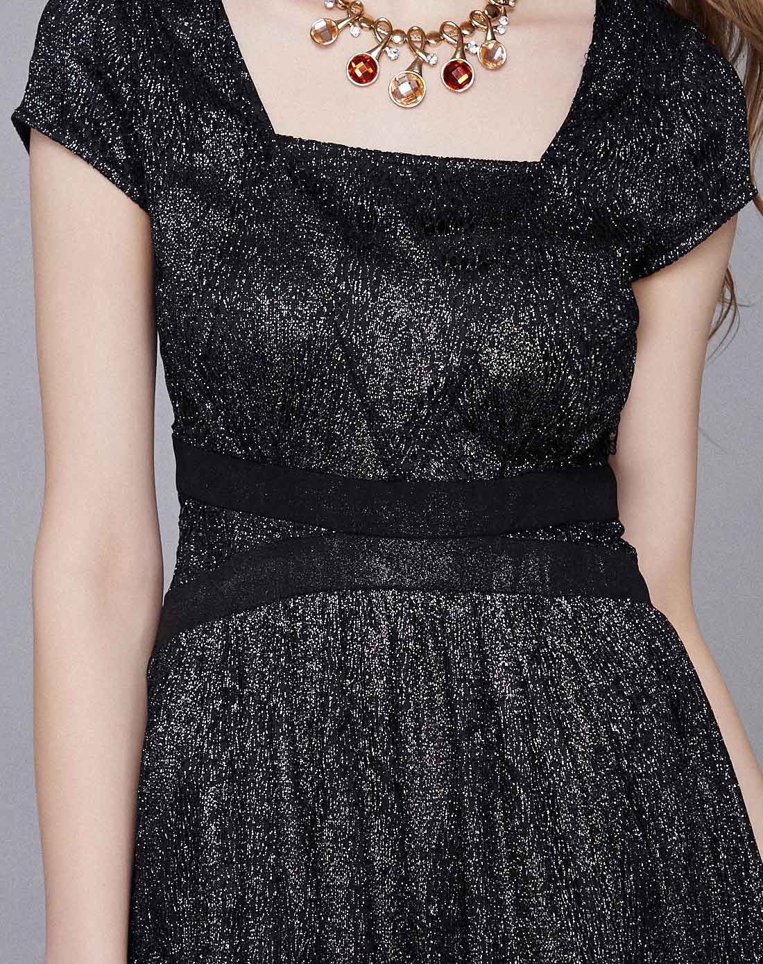 女黑色欧美透视蕾丝修身诱人连衣裙