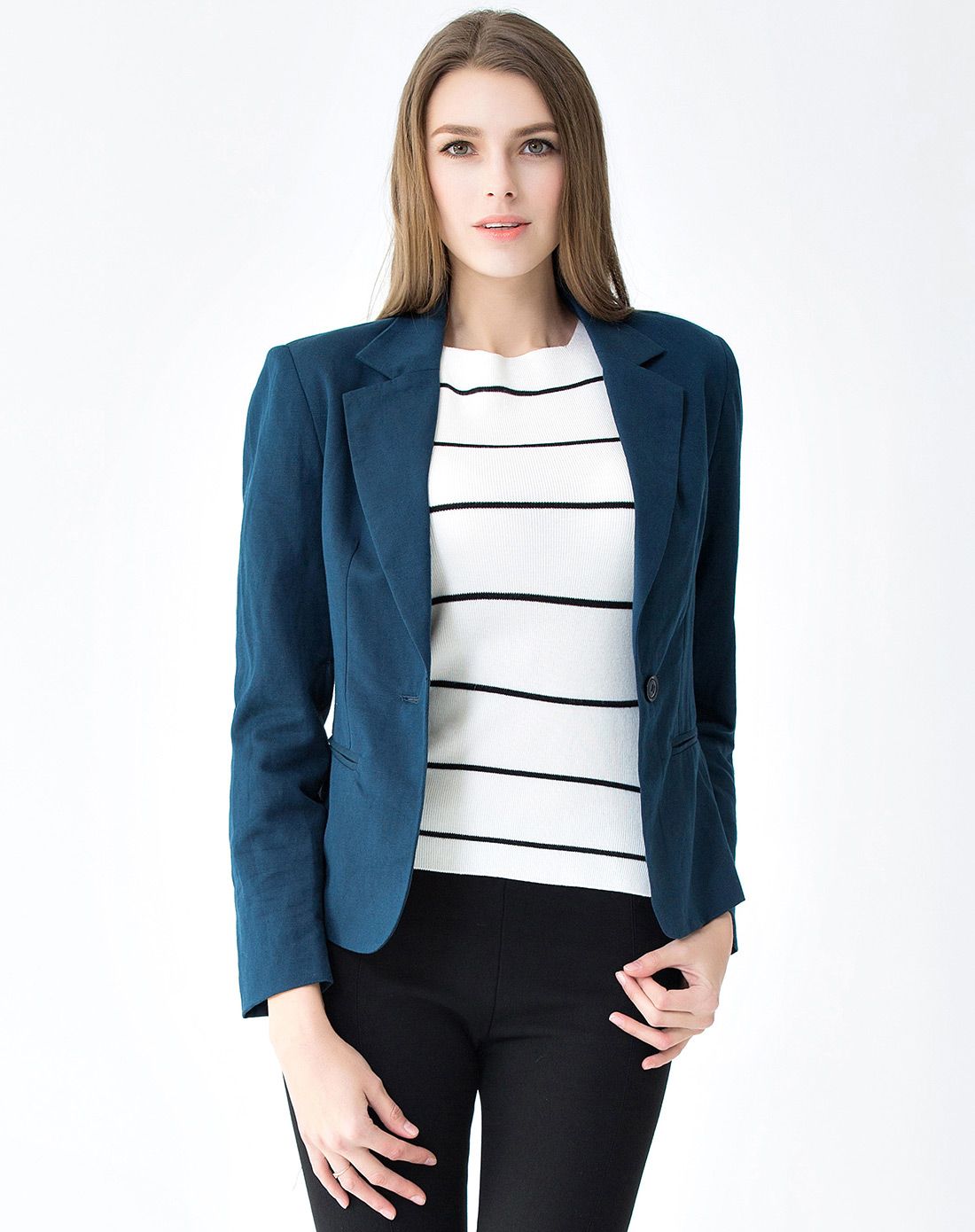 settesante浅藏青色时尚休闲小西装stm2160028151_唯品会