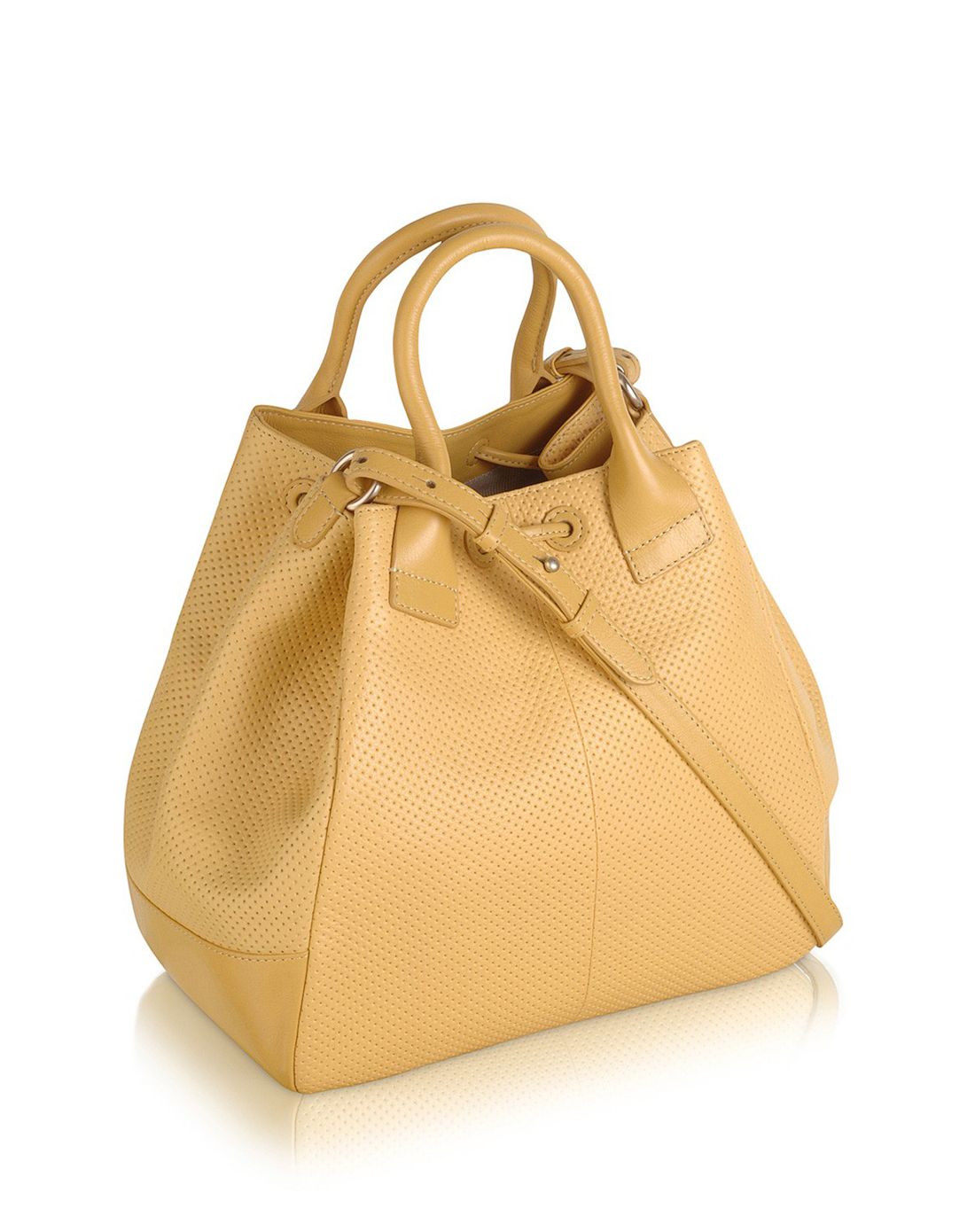 > radley london女款橙黄色精致拼接两用水桶包