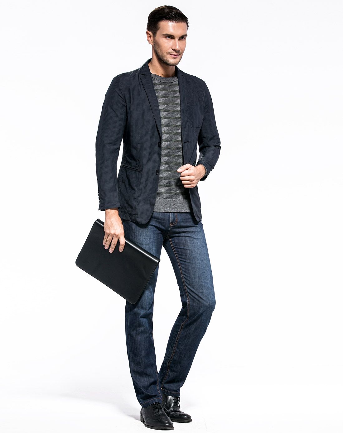 deon男装专场 兰色潮流时尚长袖休闲西装