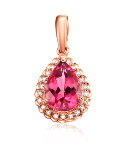 张万福zwf珠宝专场张万福 倾世之爱 18k玫瑰金碧玺水滴吊坠(不含链)