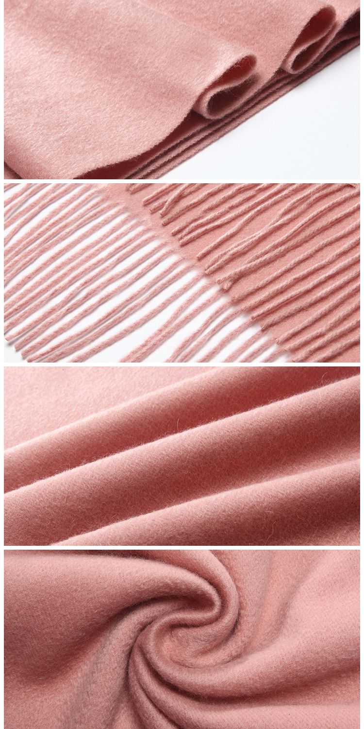 豆沙色羊绒素色围巾