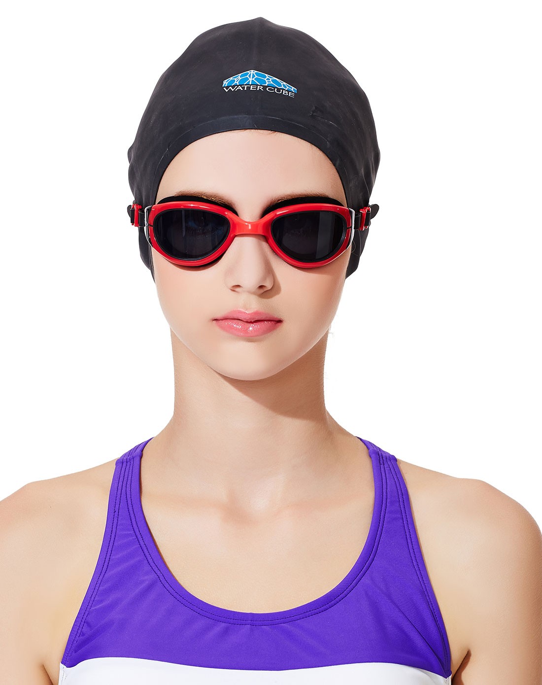 成人黑色专业防水高清平光舒适泳镜