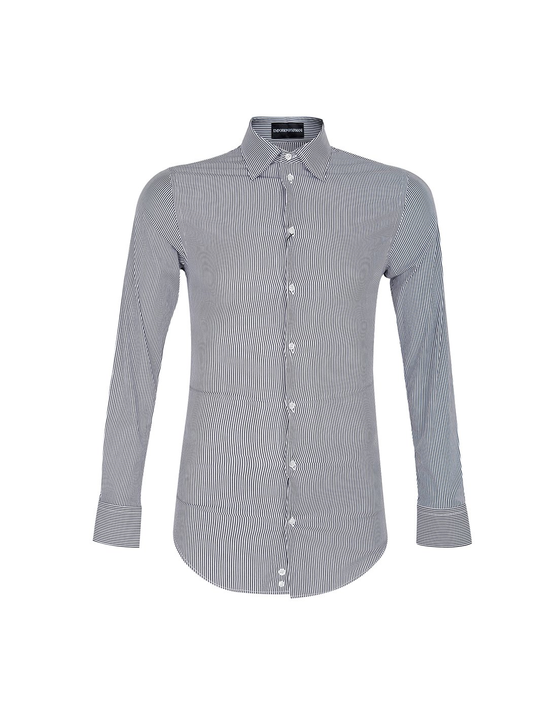 emporio armani男款白/藏蓝色条纹方领衬衫