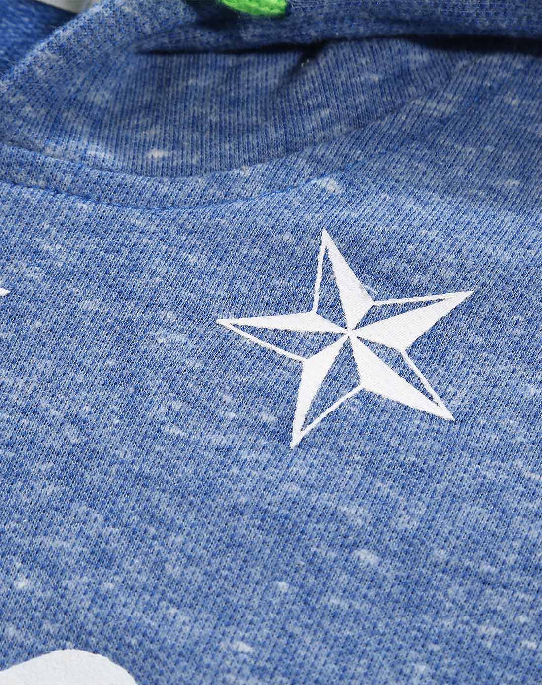 男童彩蓝色套头连帽卫衣