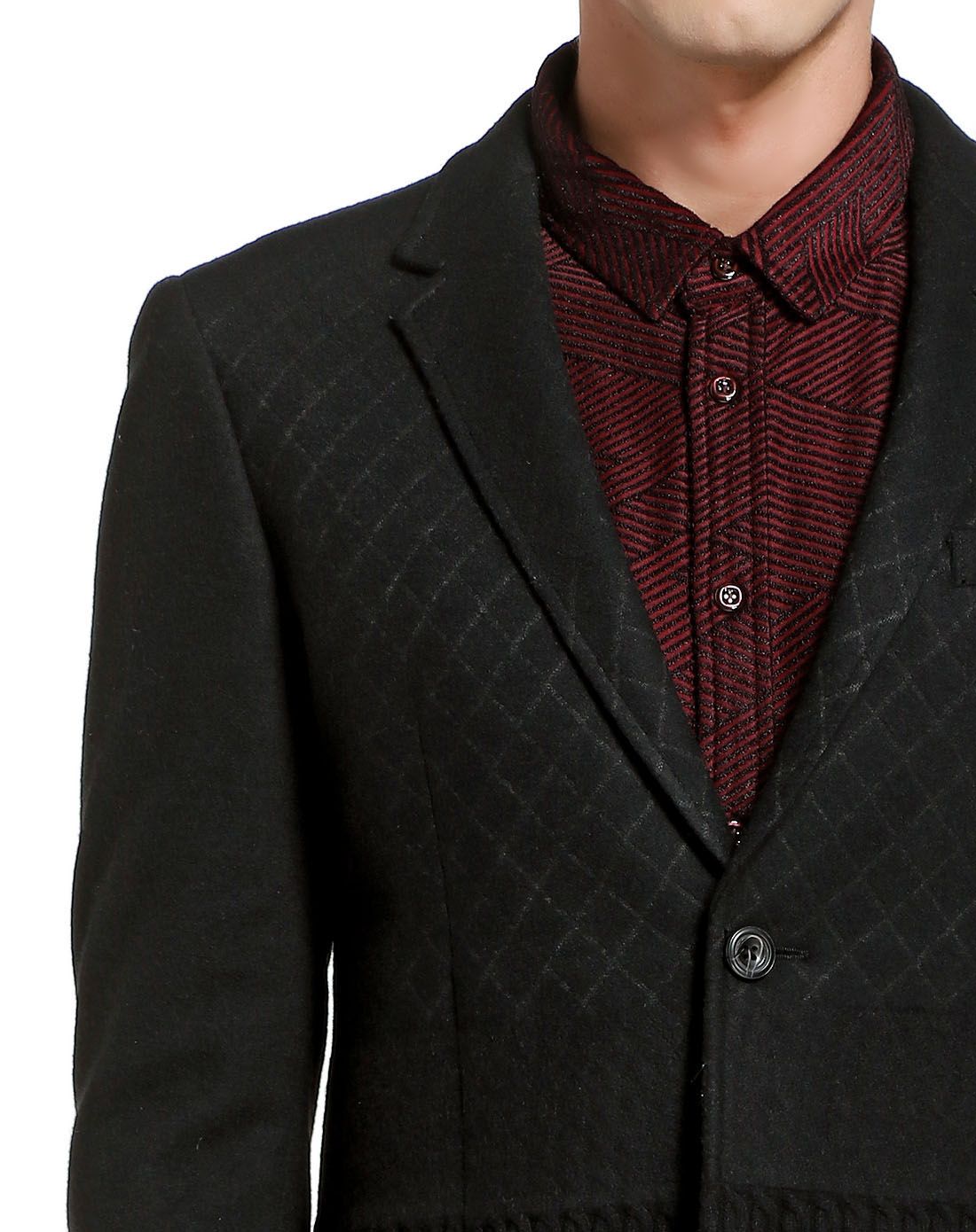 黑色暗纹百搭长袖西装