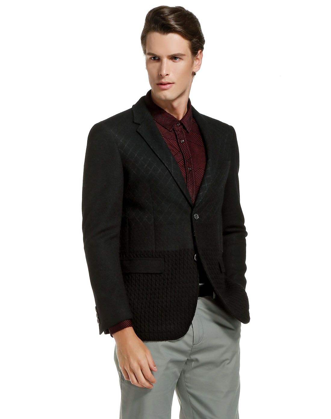 黑色暗纹百搭长袖西装