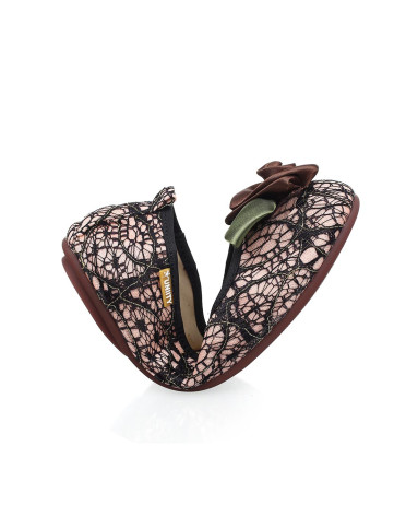 uniity黑/粉红蕾丝面真皮里仿真玫瑰花饰淑女心卷鞋500382_唯品会