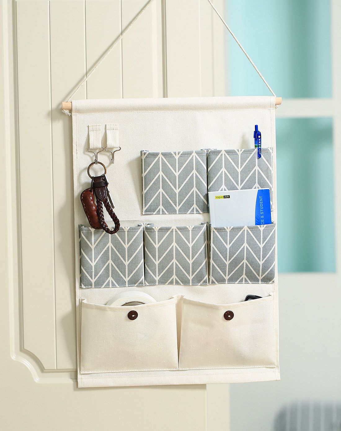 悬挂式墙壁布艺收纳袋(多色可选)