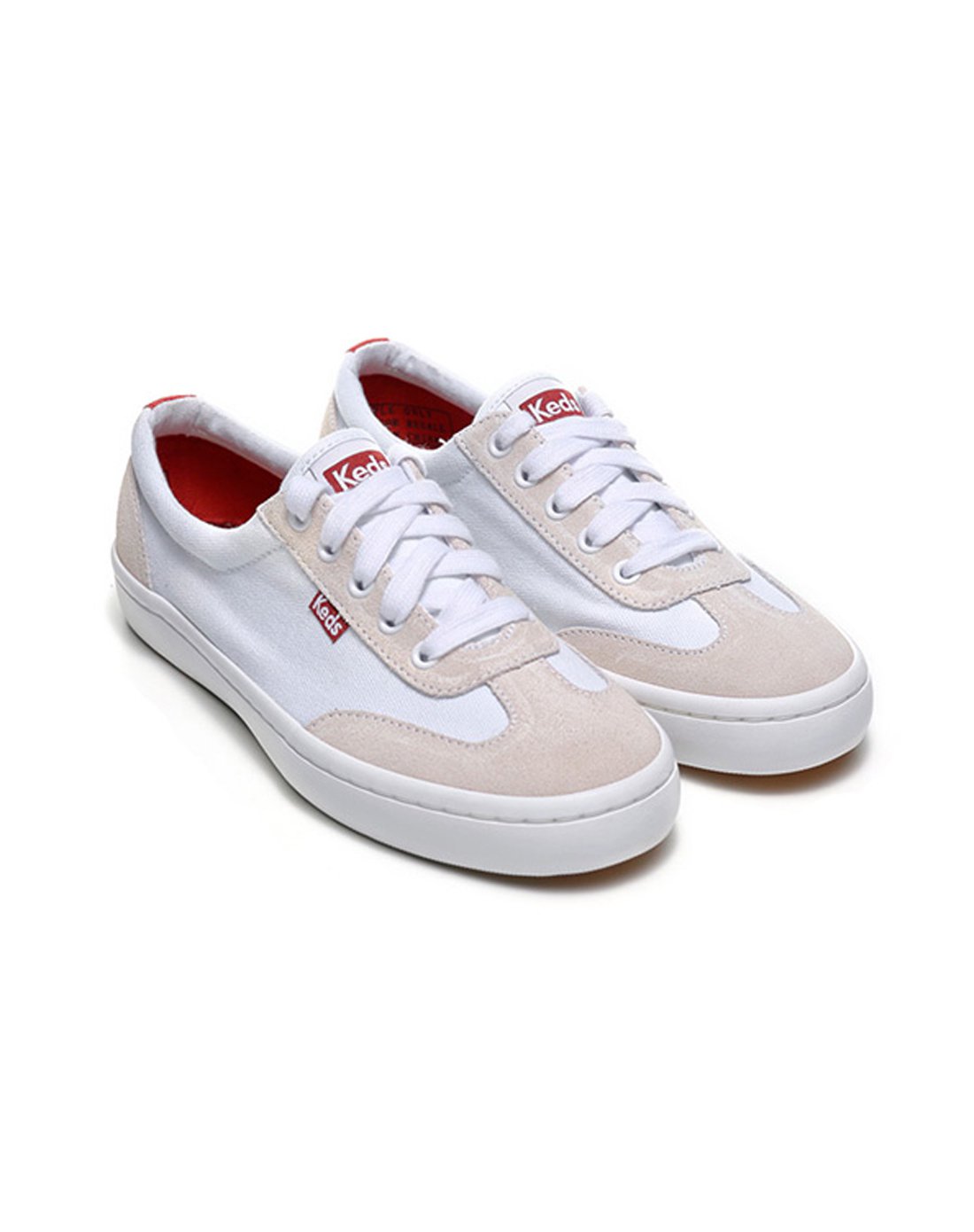 全球购 keds低帮纯色帆布鞋系带休闲女鞋 白色wf56636 需身份证件清关