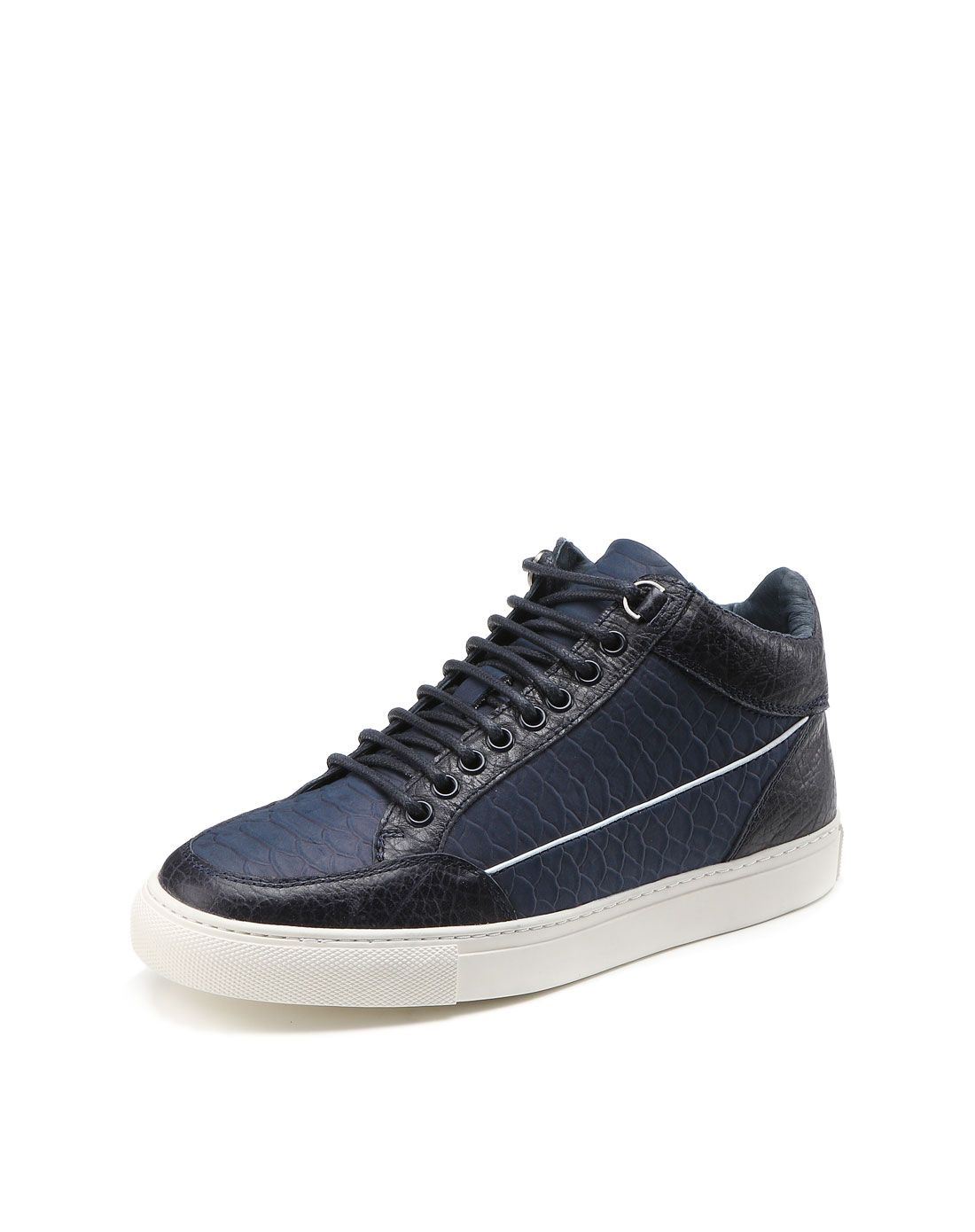 卡丹路cardanro 蓝色牛皮革运动休闲波仔鞋