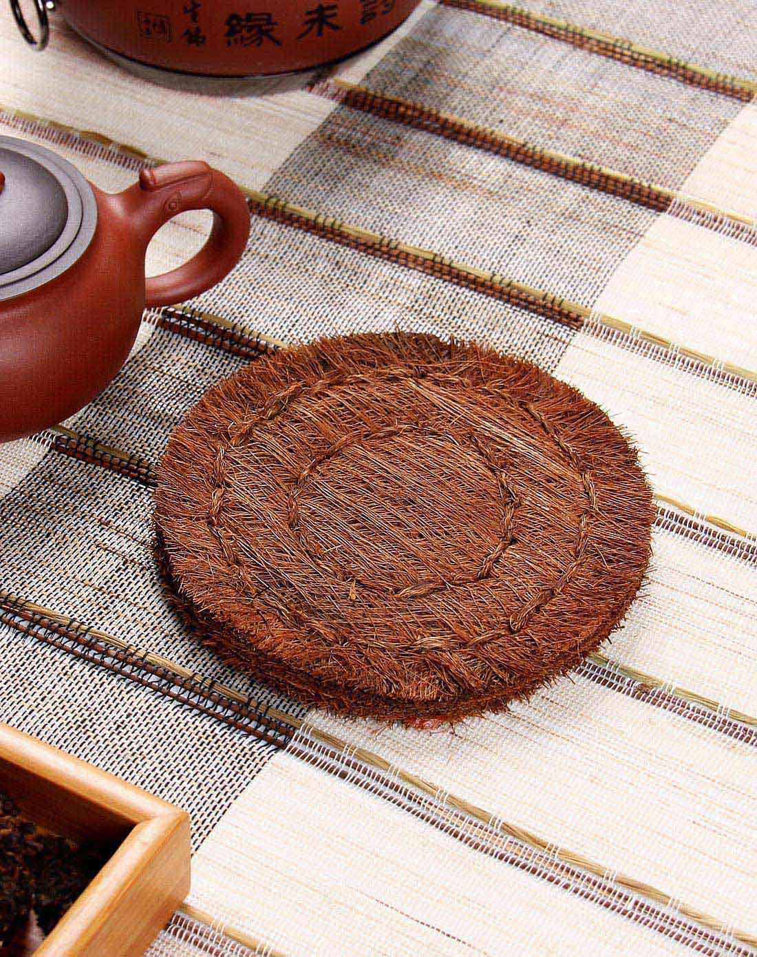 手工编织棕麻垫 壶垫 直径12cm