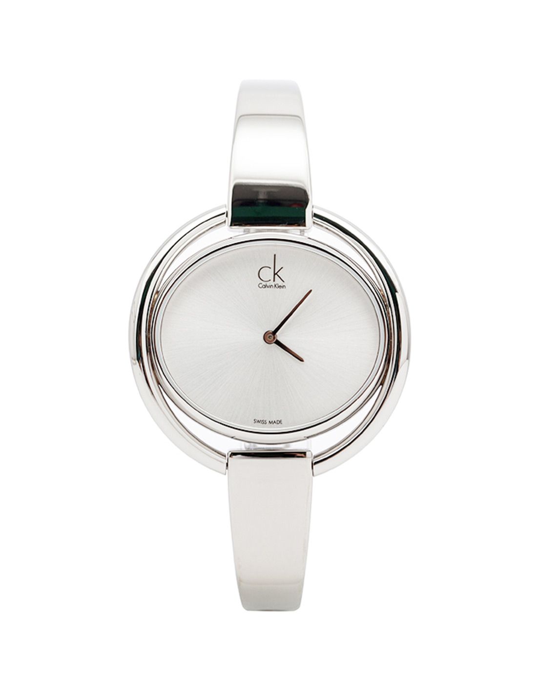 impetuous系列简约时分针椭圆形表盘白盘钢带石英女表k4f2n116