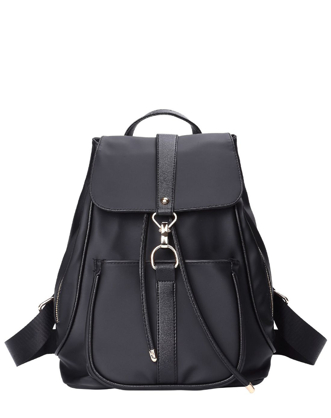 2016年新品女款黑色简约百搭防水布双肩包