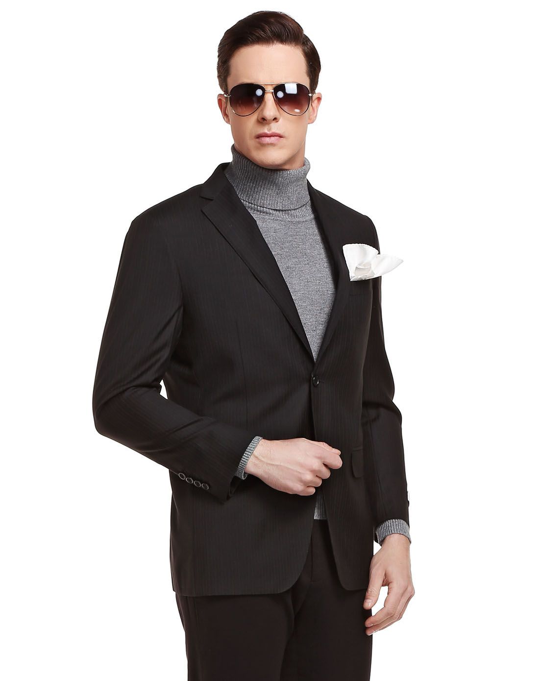 黑色暗纹帅气百搭长袖西装