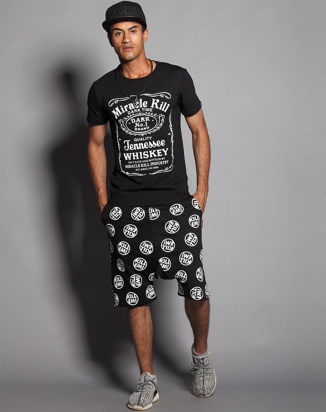 新款恶搞jack daniels杰克丹尼潮牌男装黑色短袖t恤