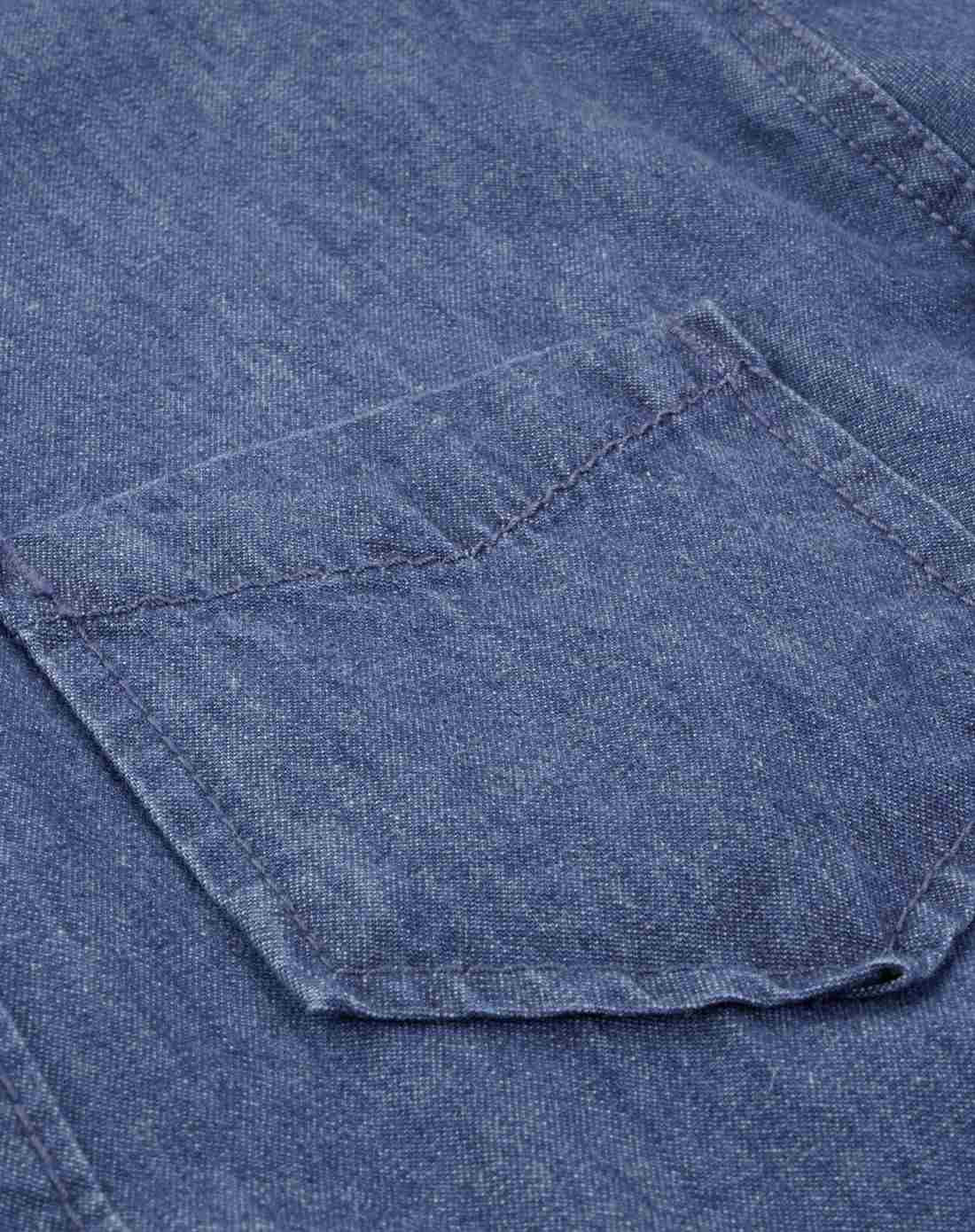 中蓝色纯棉牛仔衬衫