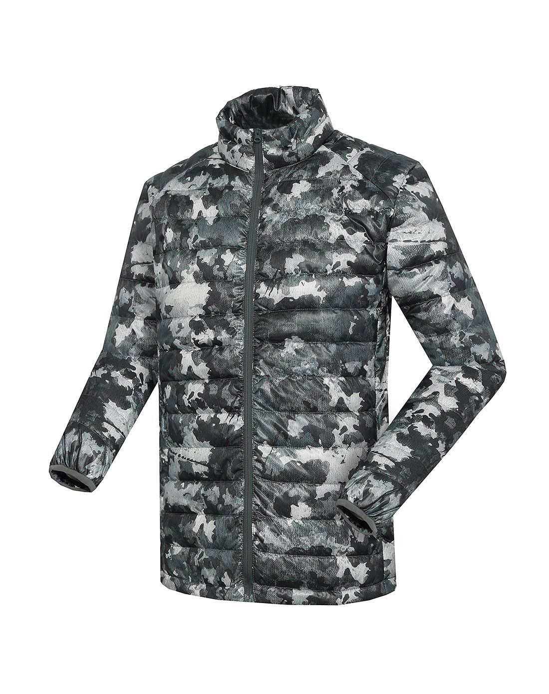 男款黑灰迷彩羽绒服 轻便保暖可收纳