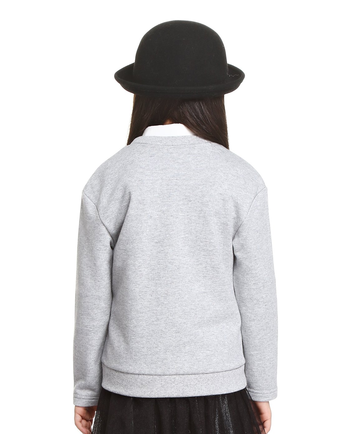 银灰色女童款可爱俏皮九分袖上衣银灰色