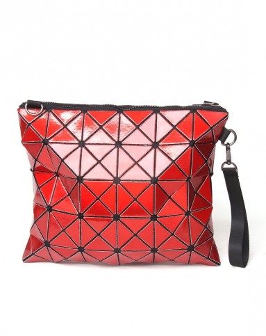 镭射红方形折叠斜挎女包