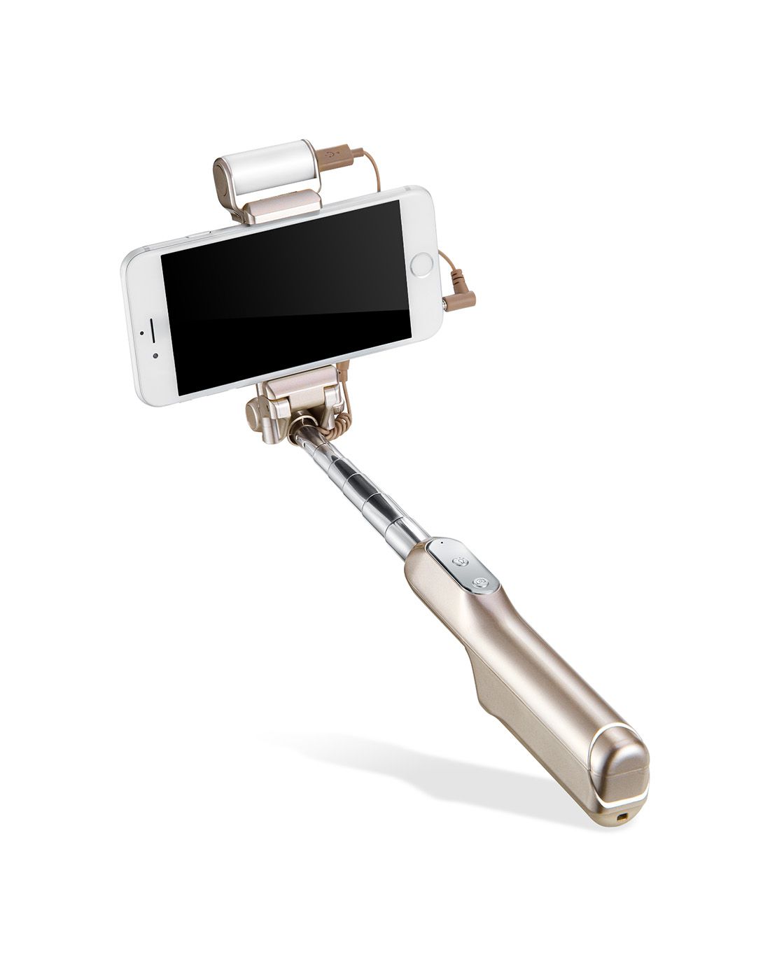 带后视镜 360度旋转补光 线控迷你自拍杆