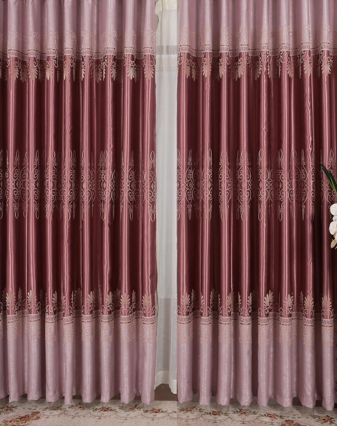 卡莉缇娜植绒遮光窗帘紫3*2.6m*2片挂钩 共6米