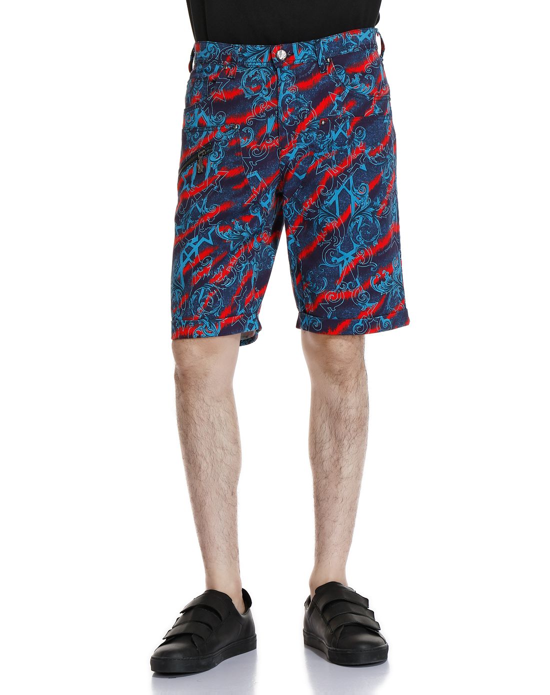 深蓝/红色时尚个性休闲短裤