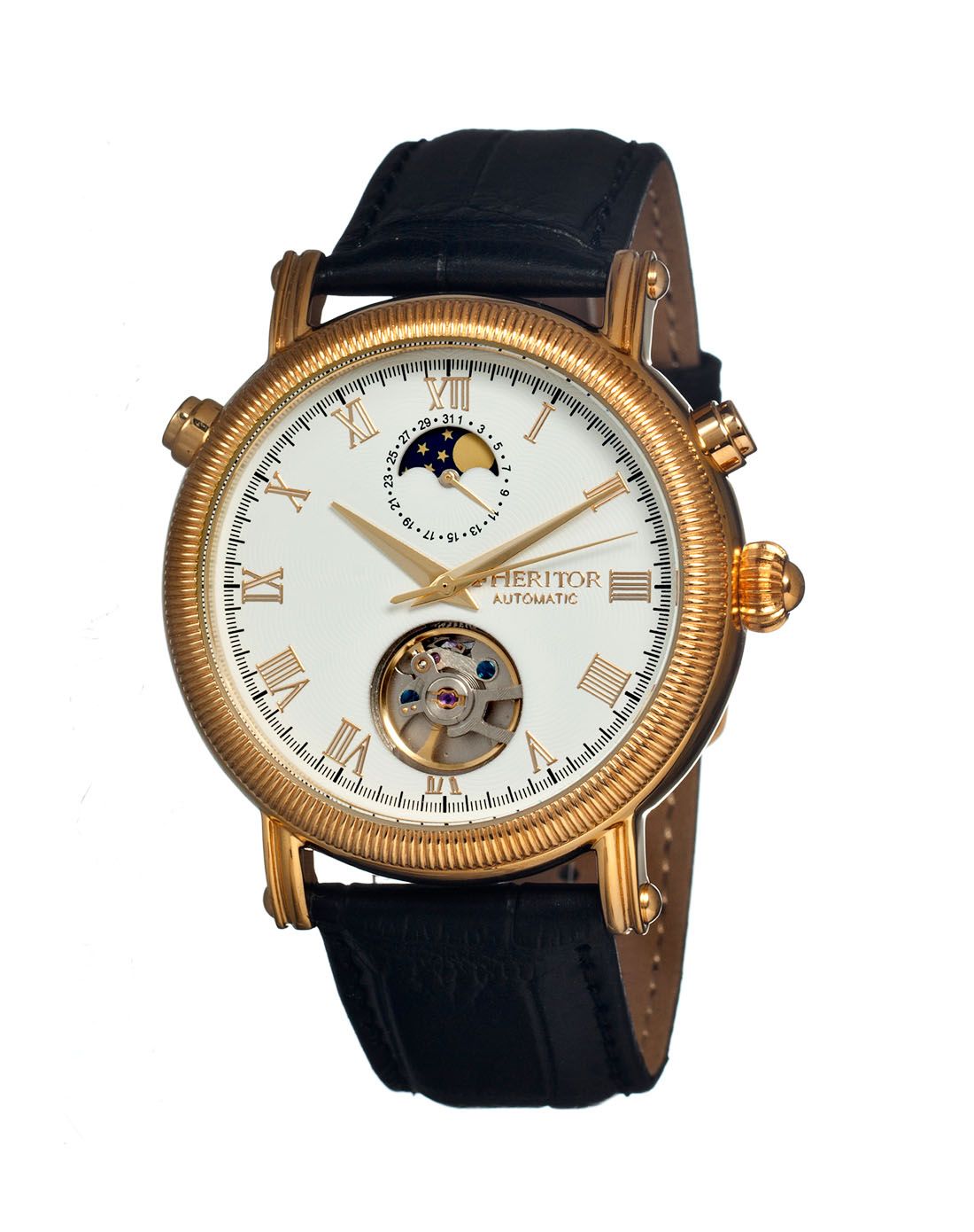 > heritor automatic男士皮制腕表herhr1603