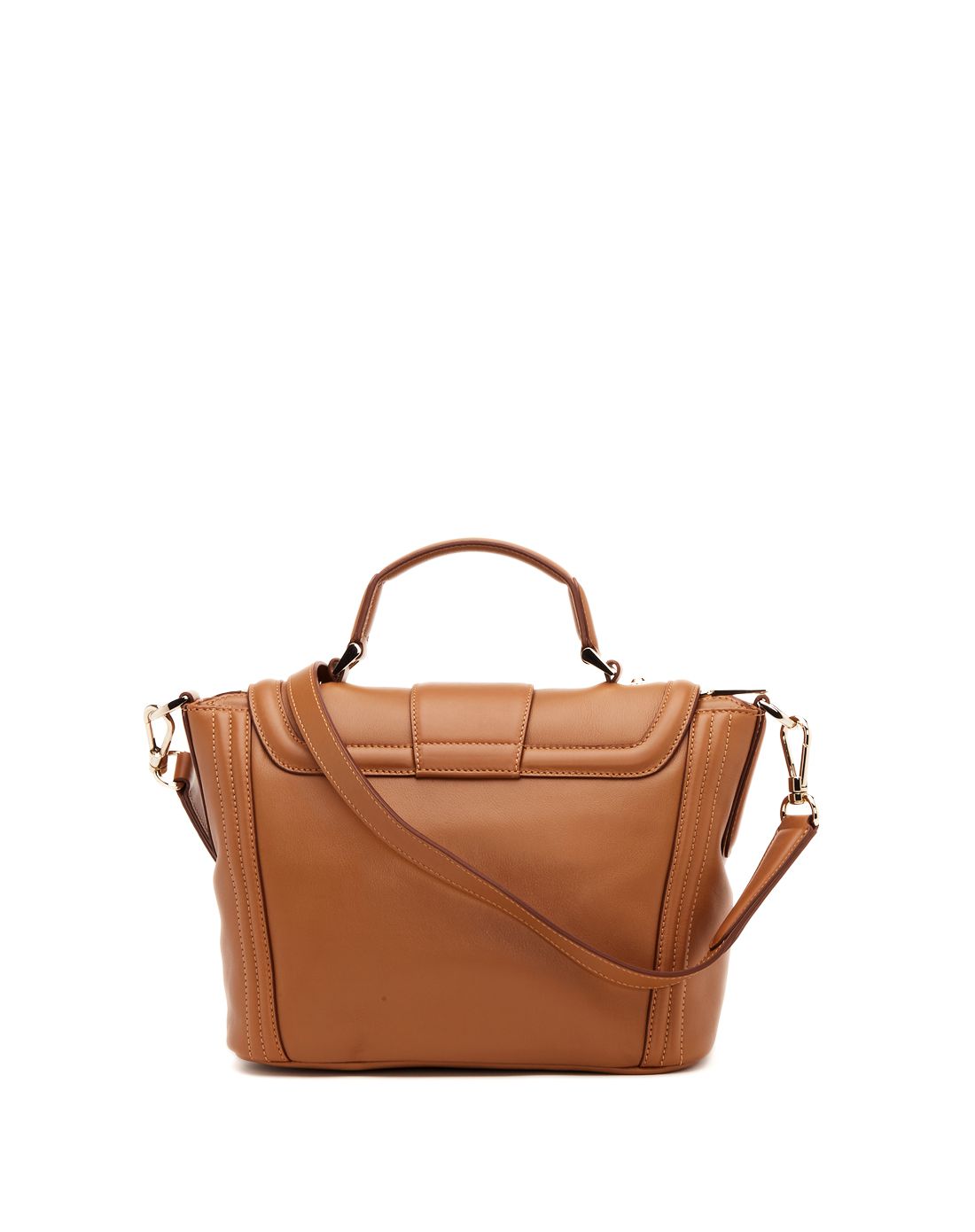 女款浅棕色金属按扣牛皮两用牛津包