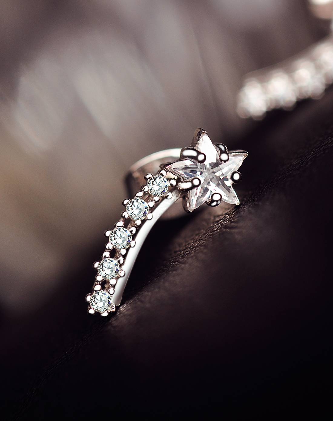 千寻海风 s925银锆石流星恋水晶耳钉