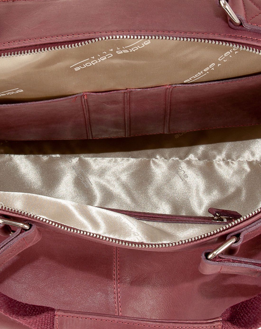 andrea cardone黄棕色牛皮休闲大号手提包