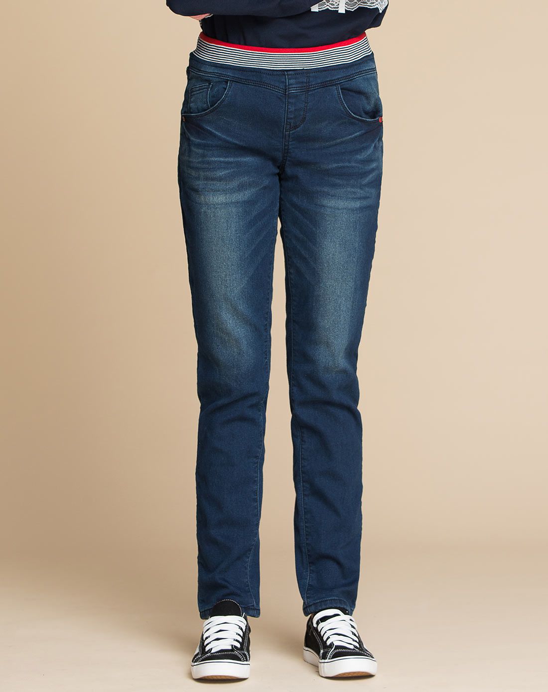 女童藏青色休闲牛仔裤