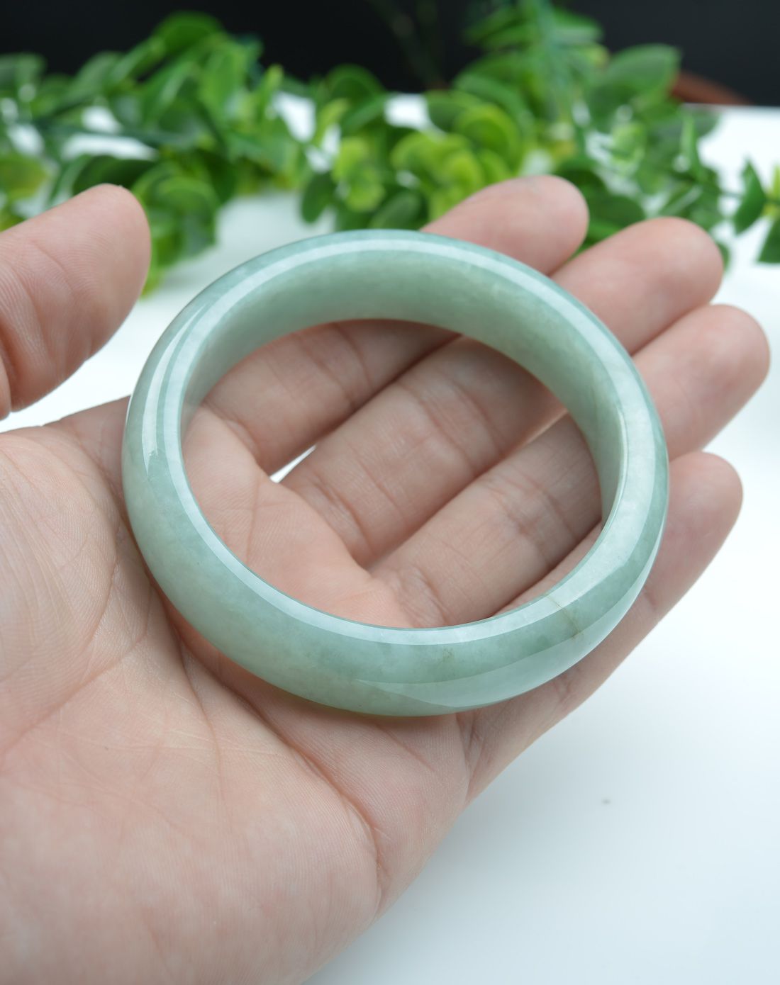 亿珍阁 天然冰糯种浅绿翡翠手镯59mm(附证书)